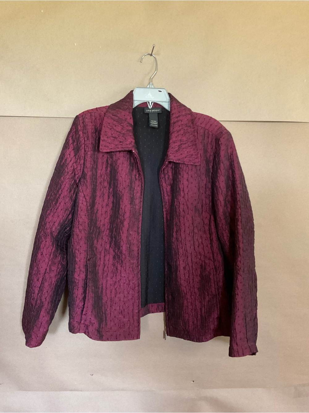 Lane Bryant Wine colored Textured Zip-Front Jacket. Size 14W